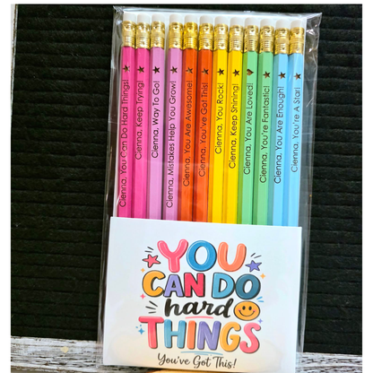Personalized Pencils - Laser Engraved - Personalized, Positive Affirmation (Set of 12)