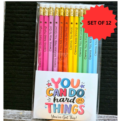 Personalized Pencils - Laser Engraved - Personalized, Positive Affirmation (Set of 12)