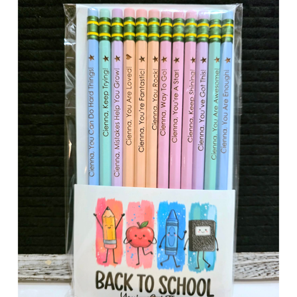 Personalized Pencils - Laser Engraved - Personalized, Positive Affirmation B (Set of 12)