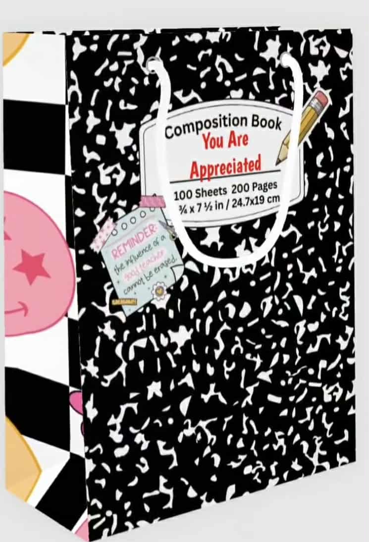Gift bag - Composition Notebook - Teacher Appreciation - Thank You