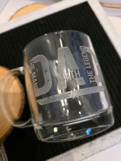 12oz Glass Coffee Mug: DAD - The Man - The Myth - The Legend