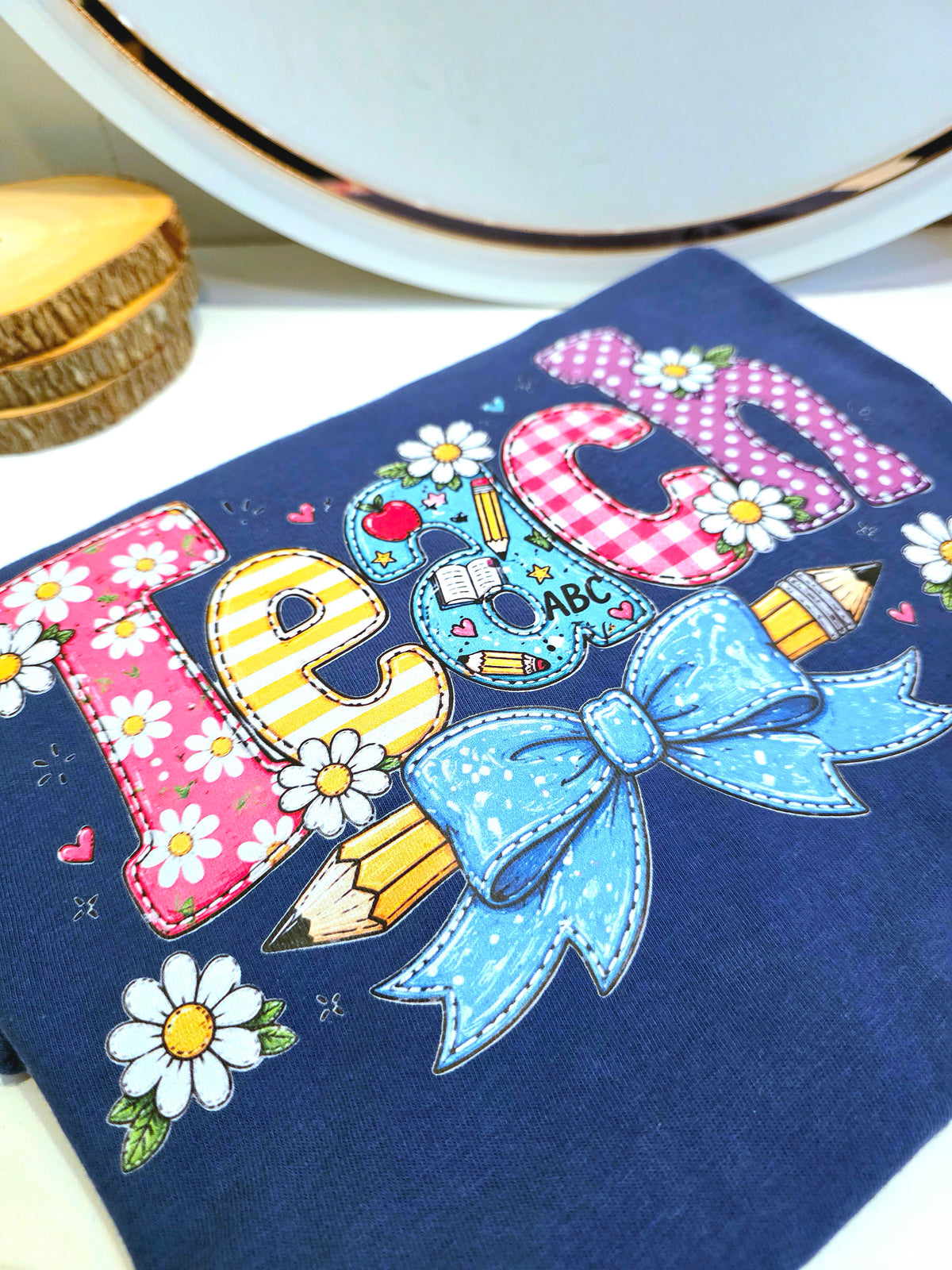 Coquette Teach Bow Patchwork - TShirt
